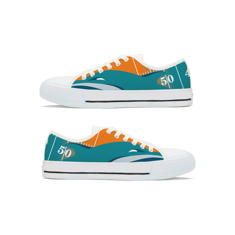 Women's Miami Dolphins Low Top Canvas Sneakers 001 Women's Miami Dolphins Low Top Canvas Sneakers 001